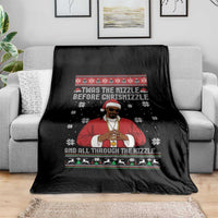 Funny Rapper Christmas Throw Blanket Gangsta Twas the Nizzle Before Chrismizzle Ugly Xmas - Wonder Print Shop