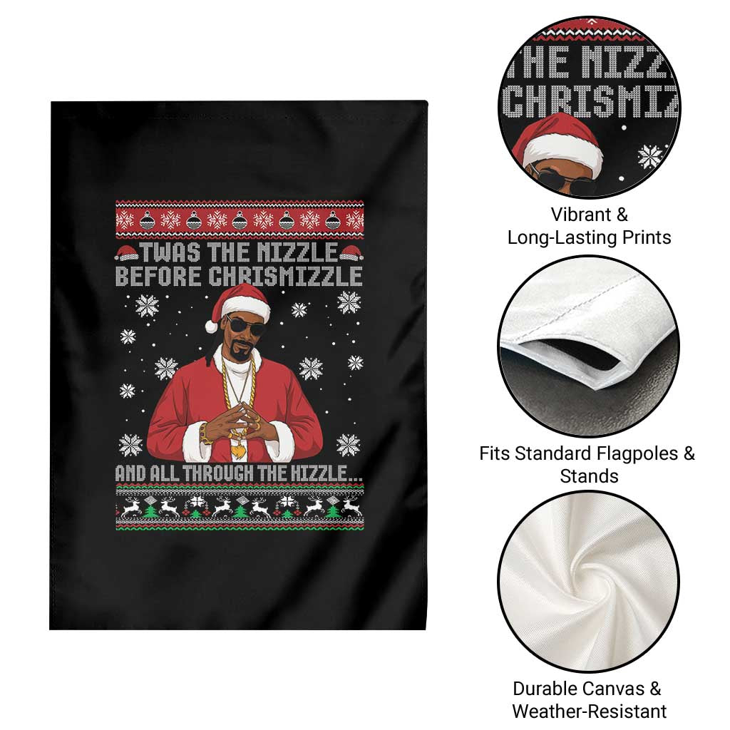 Funny Rapper Christmas Garden Flag Gangsta Twas the Nizzle Before Chrismizzle Ugly Xmas - Wonder Print Shop