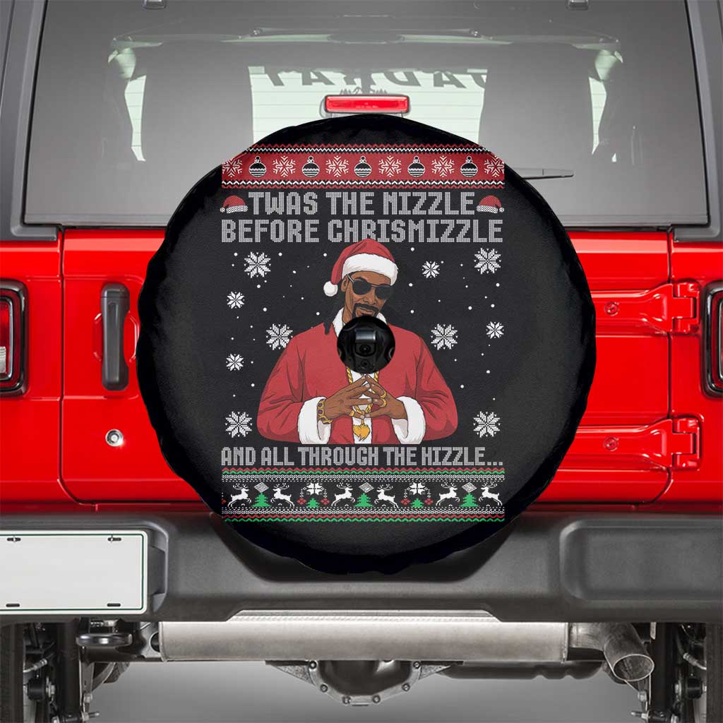 Funny Rapper Christmas Spare Tire Cover Gangsta Twas the Nizzle Before Chrismizzle Ugly Xmas - Wonder Print Shop