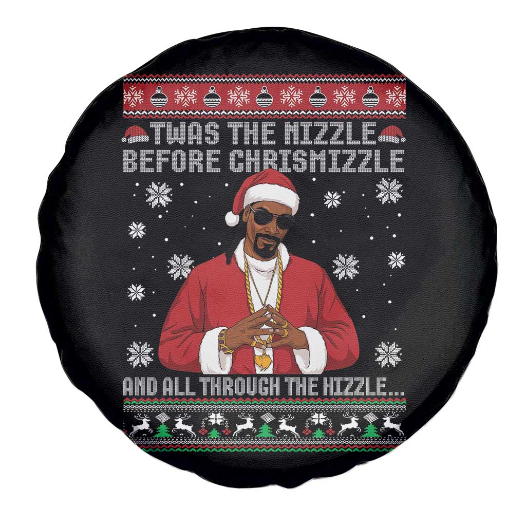 Funny Rapper Christmas Spare Tire Cover Gangsta Twas the Nizzle Before Chrismizzle Ugly Xmas - Wonder Print Shop