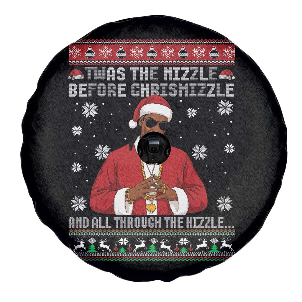 Funny Rapper Christmas Spare Tire Cover Gangsta Twas the Nizzle Before Chrismizzle Ugly Xmas - Wonder Print Shop