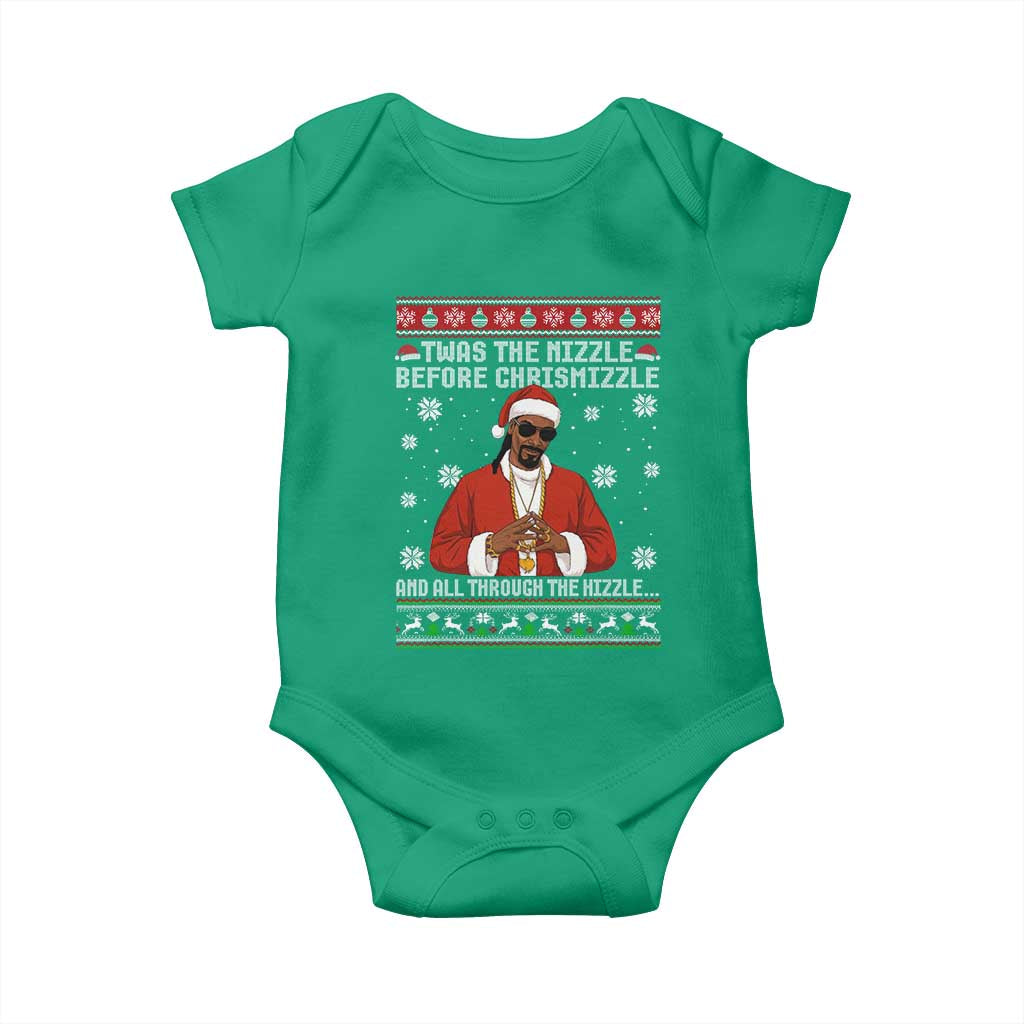 Funny Rapper Christmas Baby Onesie Gangsta Twas the Nizzle Before Chrismizzle Ugly Xmas - Wonder Print Shop