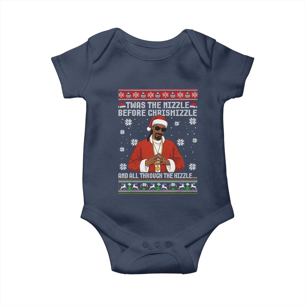Funny Rapper Christmas Baby Onesie Gangsta Twas the Nizzle Before Chrismizzle Ugly Xmas - Wonder Print Shop