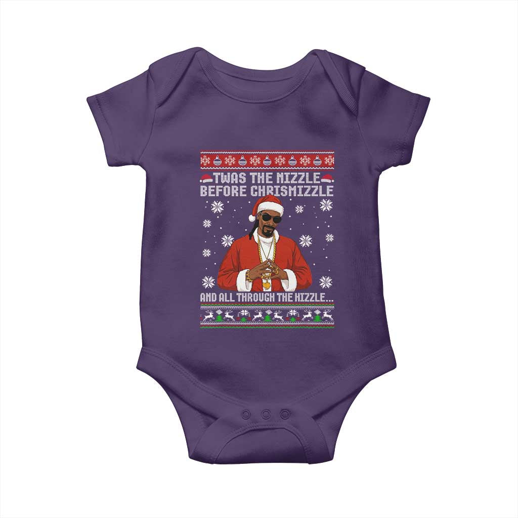 Funny Rapper Christmas Baby Onesie Gangsta Twas the Nizzle Before Chrismizzle Ugly Xmas - Wonder Print Shop