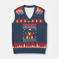 Funny Rapper Xmas V-Neck Knit Sweater Vest Gangsta Twas the Nizzle Before Chrismizzle Ugly Xmas - Wonder Print Shop