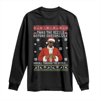 Funny Rapper Christmas Long Sleeve Shirt Gangsta Twas the Nizzle Before Chrismizzle Ugly Xmas - Wonder Print Shop