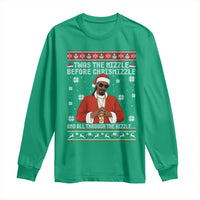 Funny Rapper Christmas Long Sleeve Shirt Gangsta Twas the Nizzle Before Chrismizzle Ugly Xmas - Wonder Print Shop