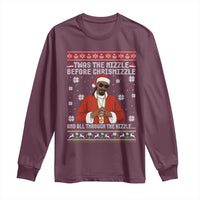 Funny Rapper Christmas Long Sleeve Shirt Gangsta Twas the Nizzle Before Chrismizzle Ugly Xmas - Wonder Print Shop