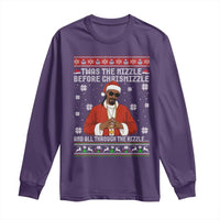 Funny Rapper Christmas Long Sleeve Shirt Gangsta Twas the Nizzle Before Chrismizzle Ugly Xmas - Wonder Print Shop