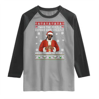 Funny Rapper Christmas Raglan Shirt Gangsta Twas the Nizzle Before Chrismizzle Ugly Xmas - Wonder Print Shop
