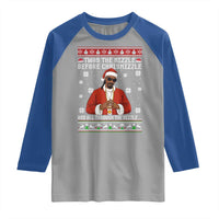 Funny Rapper Christmas Raglan Shirt Gangsta Twas the Nizzle Before Chrismizzle Ugly Xmas - Wonder Print Shop
