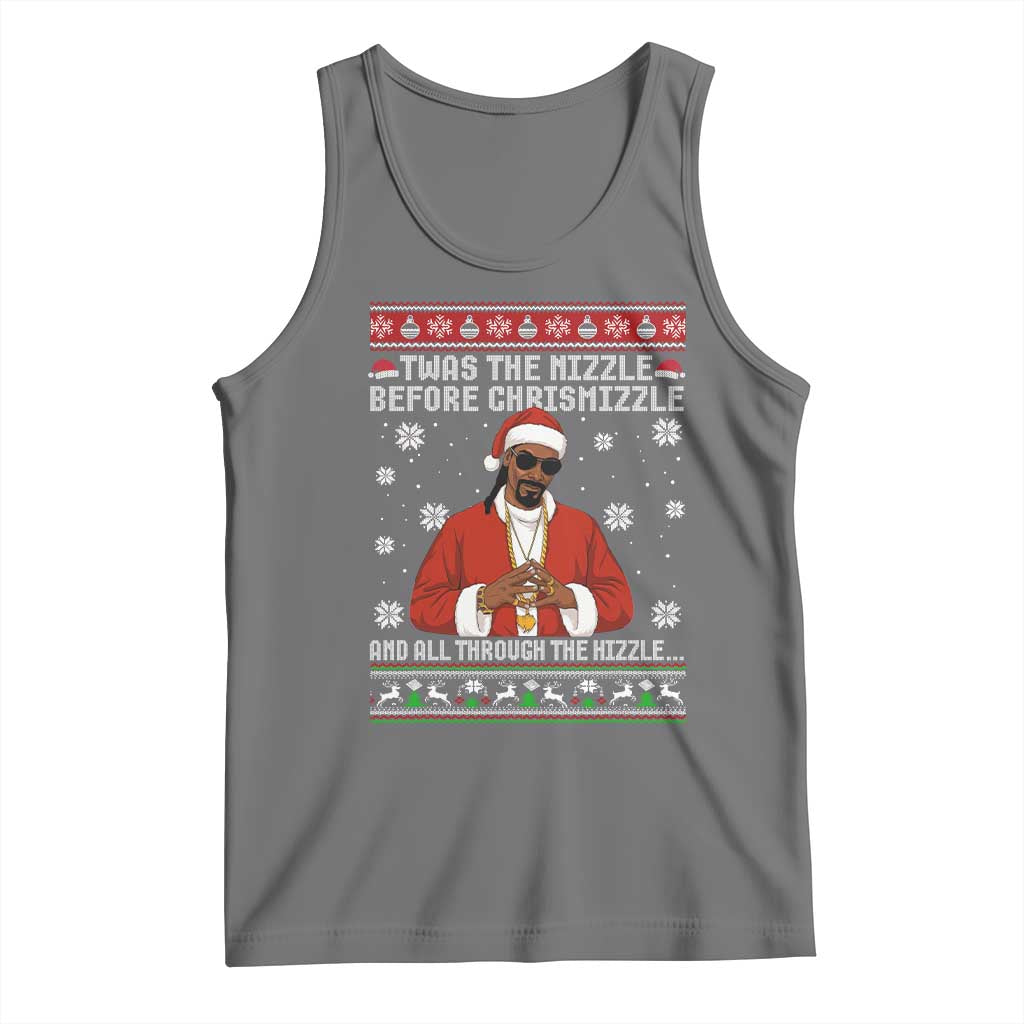 Funny Rapper Christmas Tank Top Gangsta Twas the Nizzle Before Chrismizzle Ugly Xmas - Wonder Print Shop