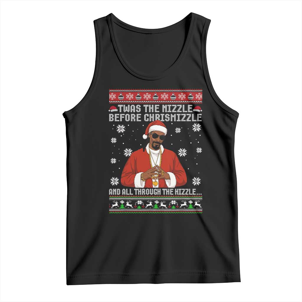 Funny Rapper Christmas Tank Top Gangsta Twas the Nizzle Before Chrismizzle Ugly Xmas - Wonder Print Shop