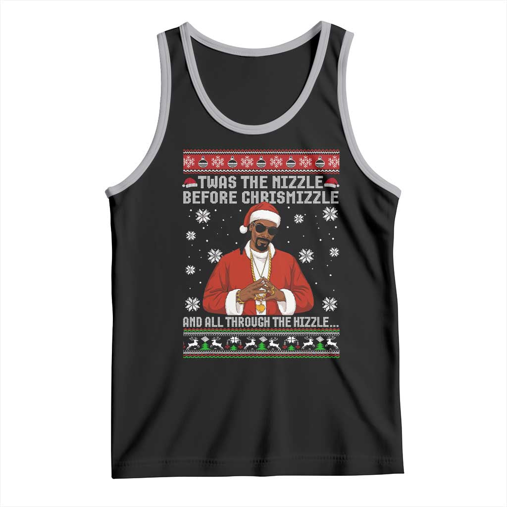 Funny Rapper Christmas Tank Top Gangsta Twas the Nizzle Before Chrismizzle Ugly Xmas - Wonder Print Shop