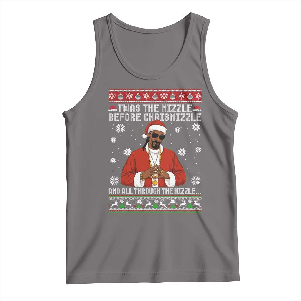 Funny Rapper Christmas Tank Top Gangsta Twas the Nizzle Before Chrismizzle Ugly Xmas - Wonder Print Shop