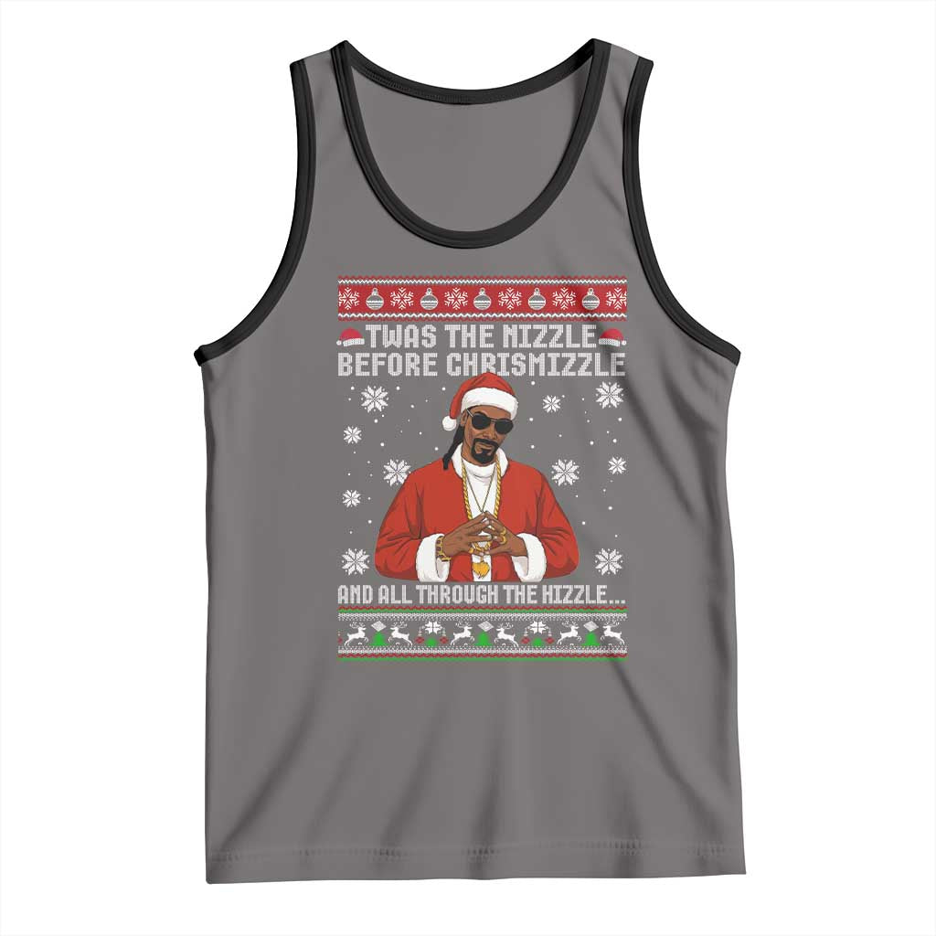 Funny Rapper Christmas Tank Top Gangsta Twas the Nizzle Before Chrismizzle Ugly Xmas - Wonder Print Shop