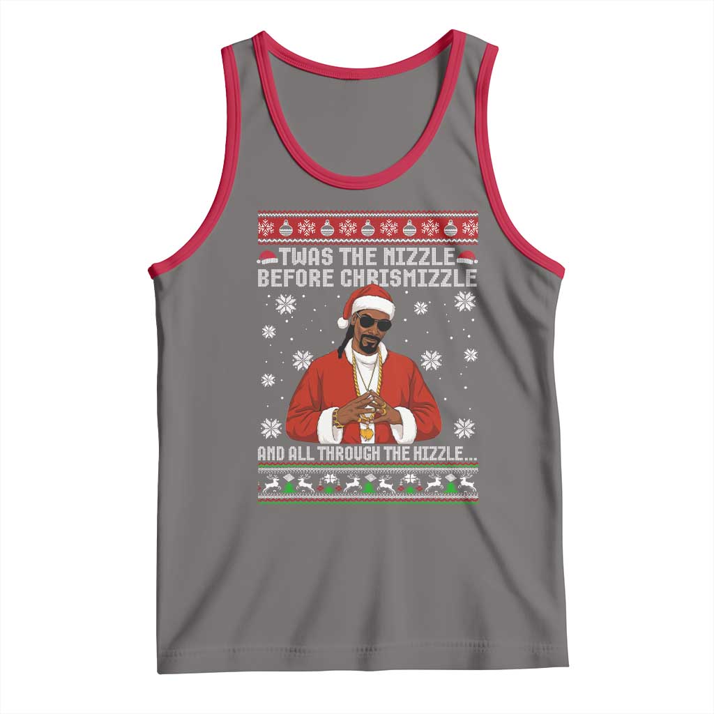 Funny Rapper Christmas Tank Top Gangsta Twas the Nizzle Before Chrismizzle Ugly Xmas - Wonder Print Shop
