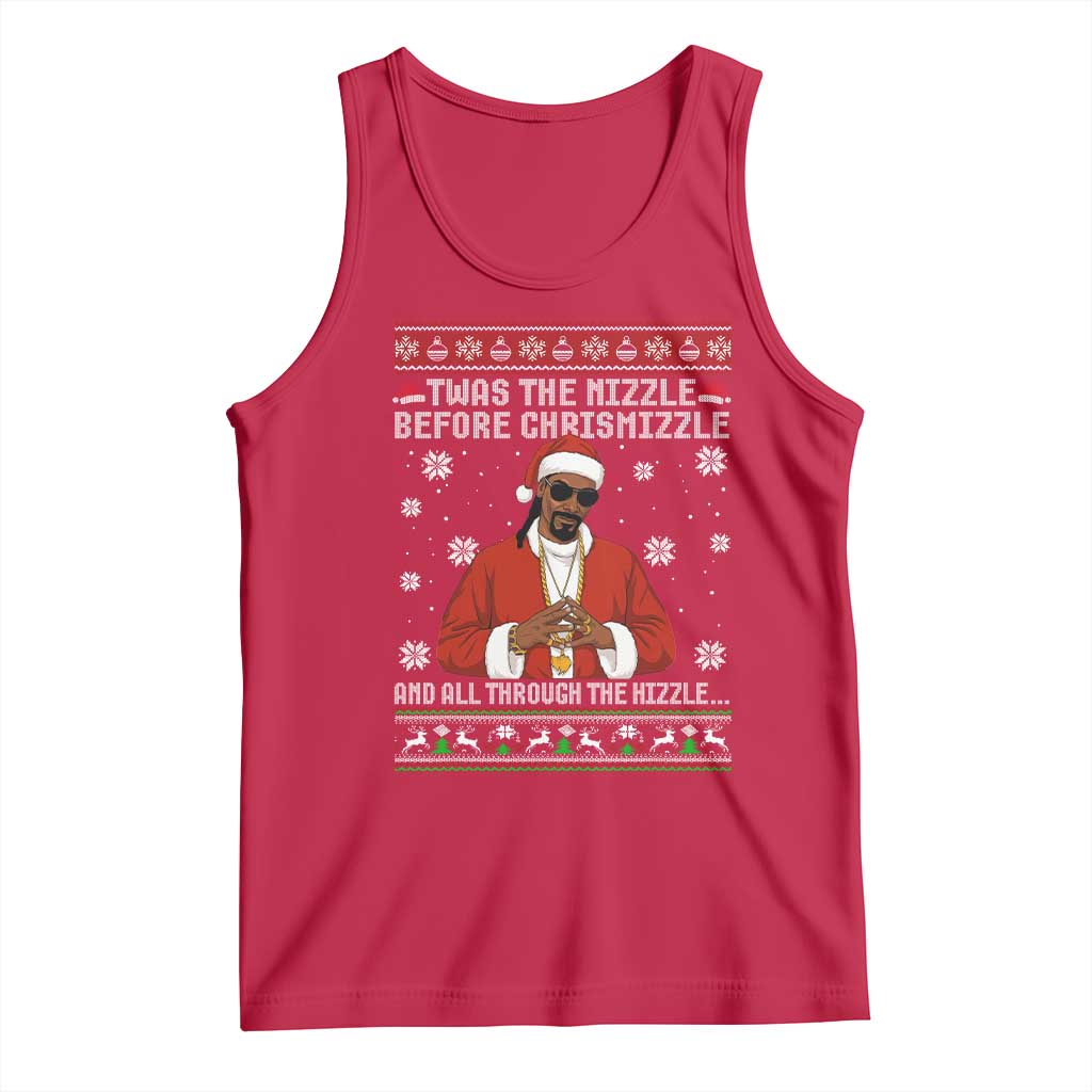 Funny Rapper Christmas Tank Top Gangsta Twas the Nizzle Before Chrismizzle Ugly Xmas - Wonder Print Shop