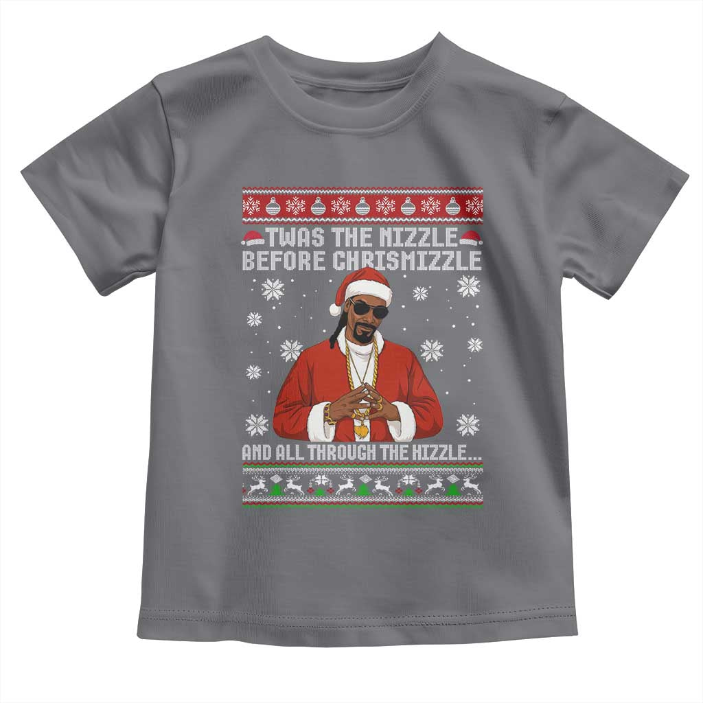 Funny Rapper Christmas Toddler T Shirt Gangsta Twas the Nizzle Before Chrismizzle Ugly Xmas - Wonder Print Shop