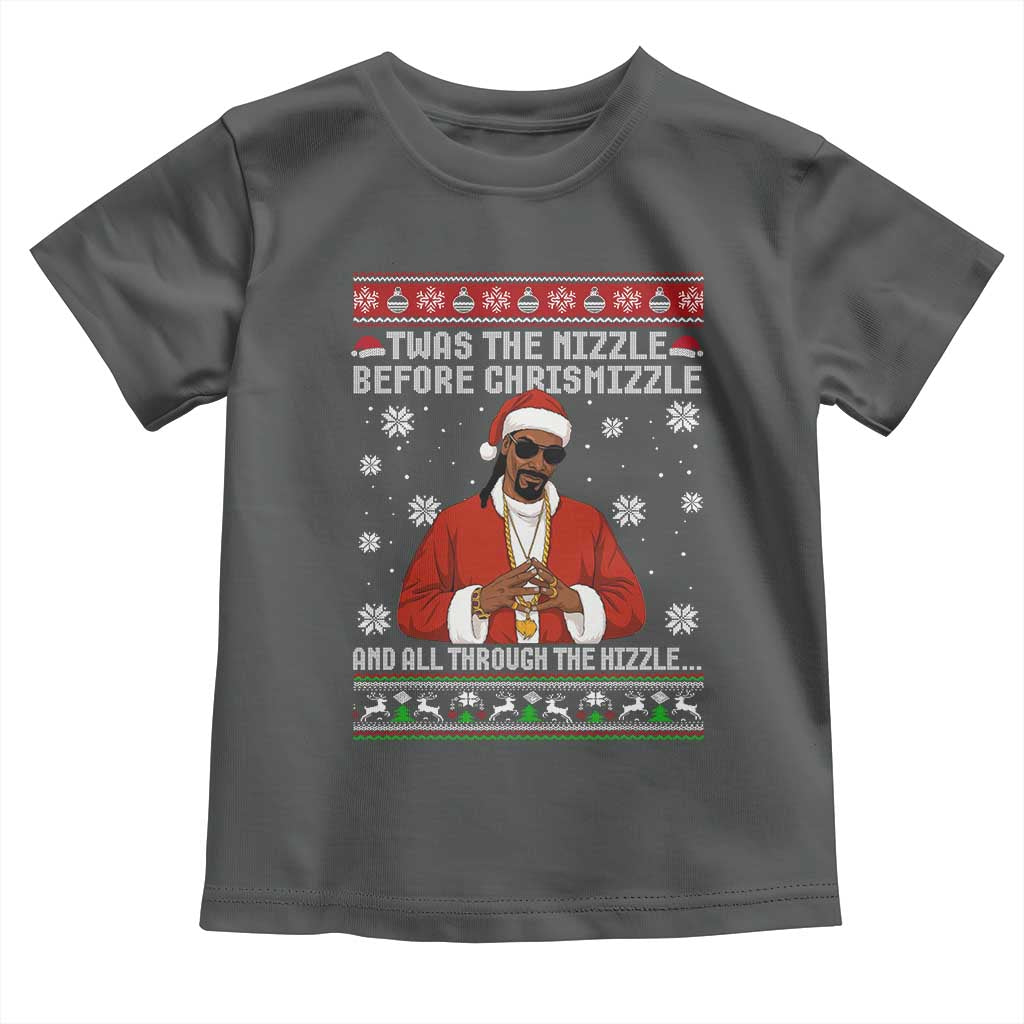 Funny Rapper Christmas Toddler T Shirt Gangsta Twas the Nizzle Before Chrismizzle Ugly Xmas - Wonder Print Shop