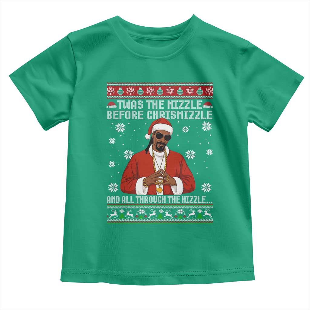 Funny Rapper Christmas Toddler T Shirt Gangsta Twas the Nizzle Before Chrismizzle Ugly Xmas - Wonder Print Shop