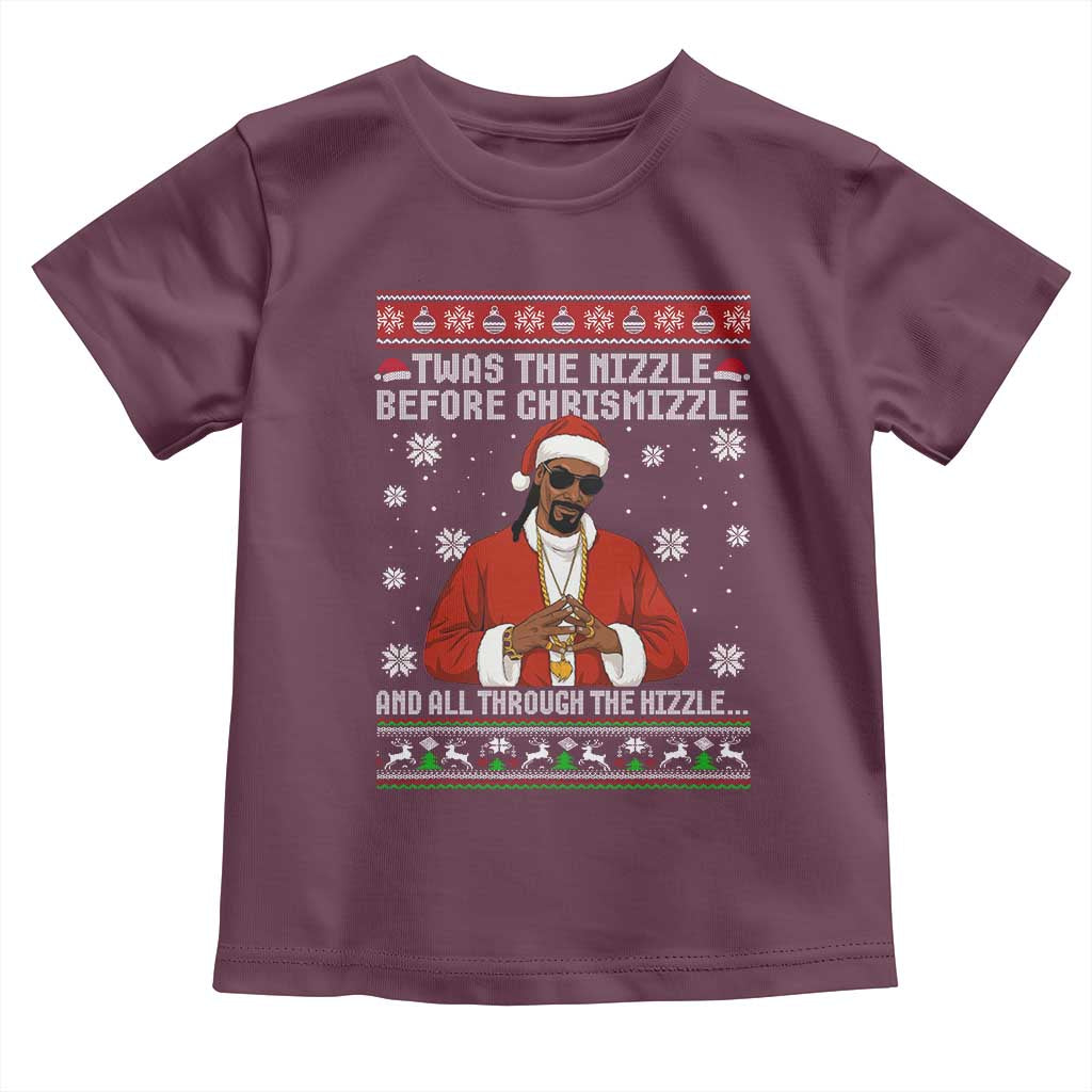 Funny Rapper Christmas Toddler T Shirt Gangsta Twas the Nizzle Before Chrismizzle Ugly Xmas - Wonder Print Shop