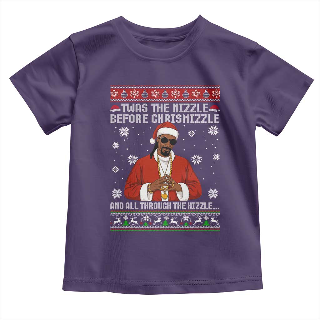 Funny Rapper Christmas Toddler T Shirt Gangsta Twas the Nizzle Before Chrismizzle Ugly Xmas - Wonder Print Shop