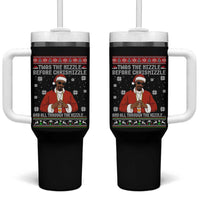 Funny Rapper Christmas Tumbler With Handle Gangsta Twas the Nizzle Before Chrismizzle Ugly Xmas - Wonder Print Shop