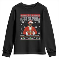 Funny Rapper Christmas Youth Sweatshirt Gangsta Twas the Nizzle Before Chrismizzle Ugly Xmas - Wonder Print Shop
