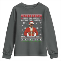 Funny Rapper Christmas Youth Sweatshirt Gangsta Twas the Nizzle Before Chrismizzle Ugly Xmas - Wonder Print Shop