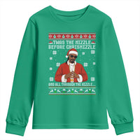 Funny Rapper Christmas Youth Sweatshirt Gangsta Twas the Nizzle Before Chrismizzle Ugly Xmas - Wonder Print Shop