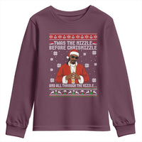 Funny Rapper Christmas Youth Sweatshirt Gangsta Twas the Nizzle Before Chrismizzle Ugly Xmas - Wonder Print Shop