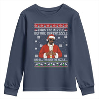 Funny Rapper Christmas Youth Sweatshirt Gangsta Twas the Nizzle Before Chrismizzle Ugly Xmas - Wonder Print Shop