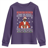 Funny Rapper Christmas Youth Sweatshirt Gangsta Twas the Nizzle Before Chrismizzle Ugly Xmas - Wonder Print Shop