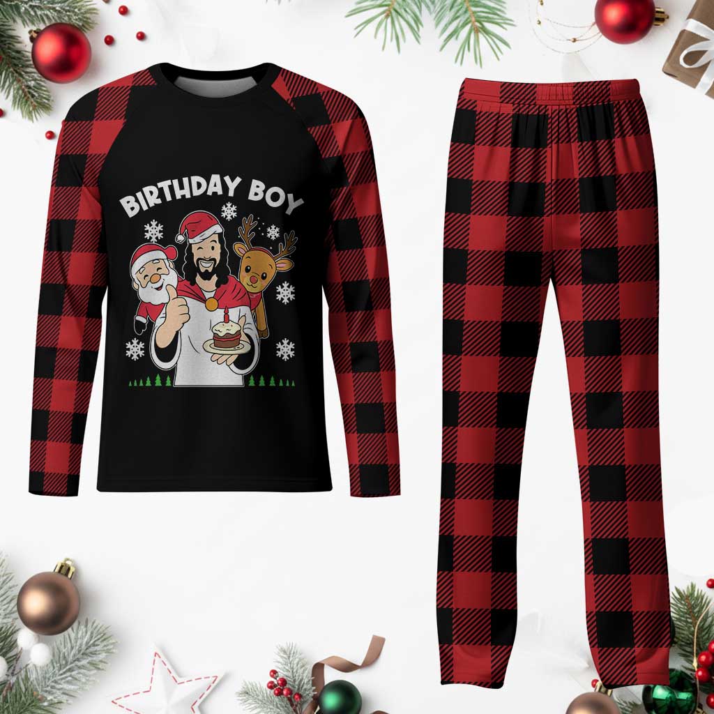 Birthday Boy Jesus Christmas Plaid Pajama Set Christian Xmas - Wonder Print Shop