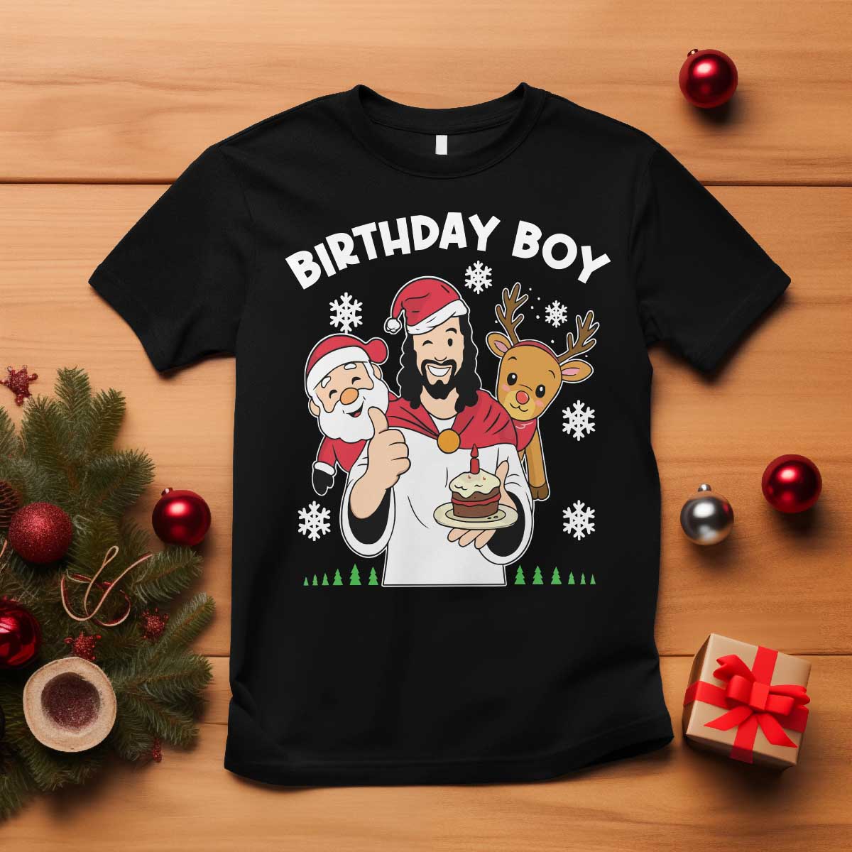 Birthday Boy Jesus Christmas T Shirt Christian Xmas - Wonder Print Shop