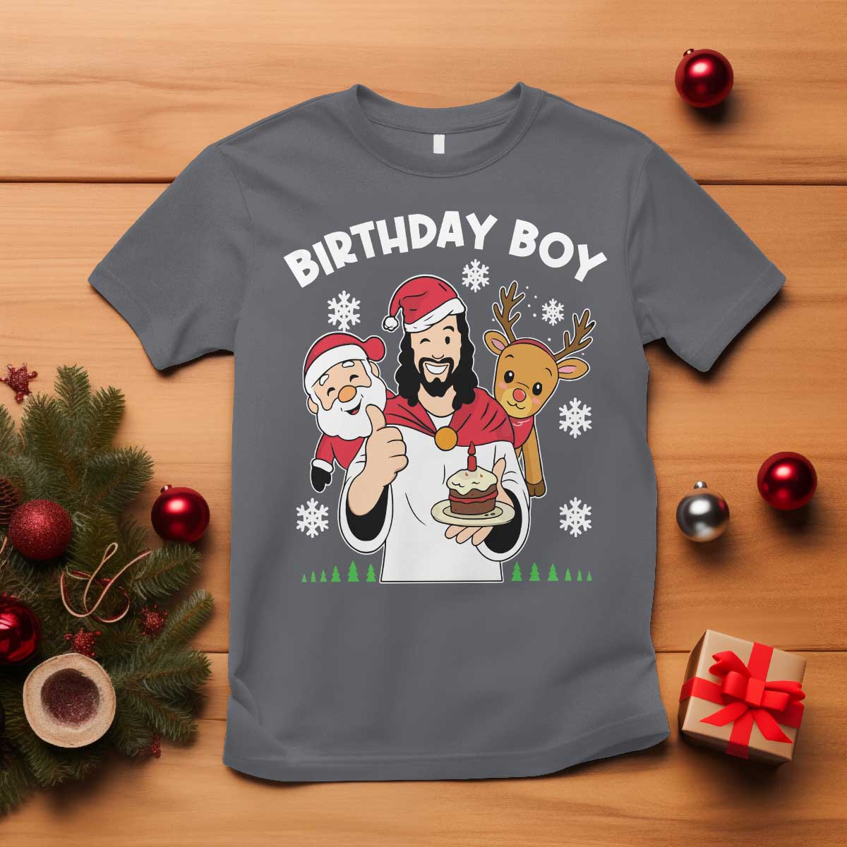Birthday Boy Jesus Christmas T Shirt Christian Xmas - Wonder Print Shop