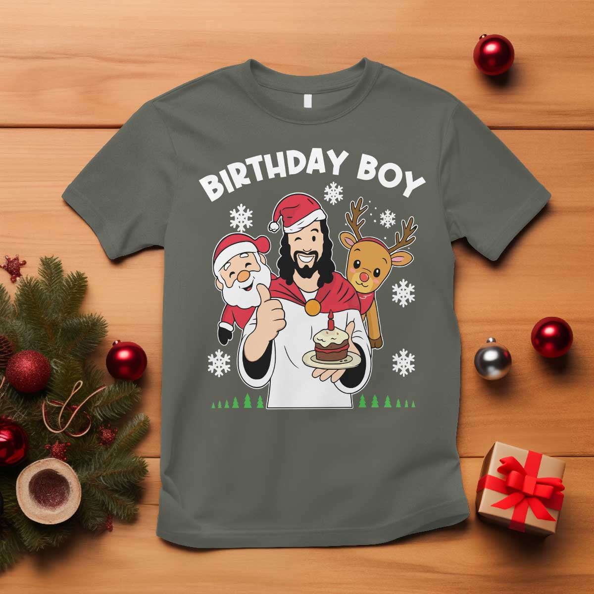 Birthday Boy Jesus Christmas T Shirt Christian Xmas - Wonder Print Shop