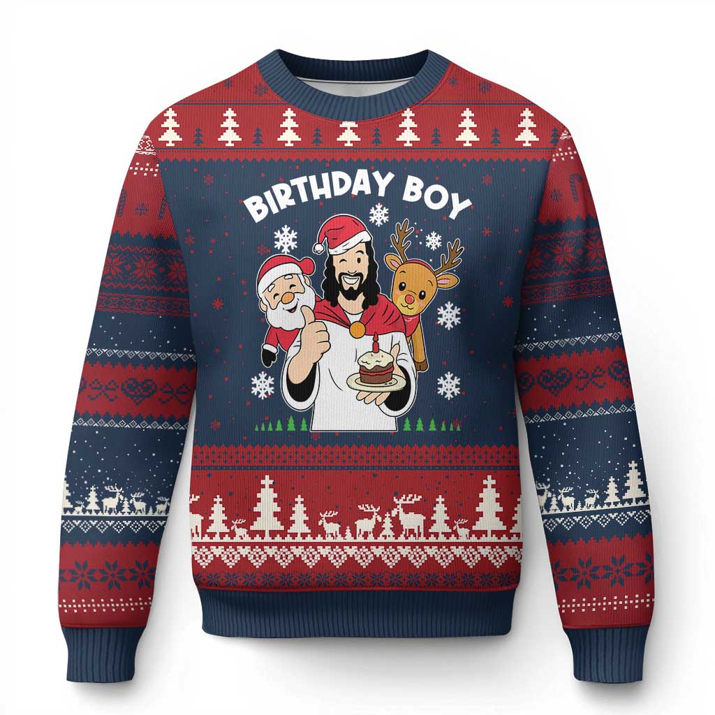 Birthday Boy Jesus Xmas Ugly Christmas Sweater Christian Xmas - Wonder Print Shop