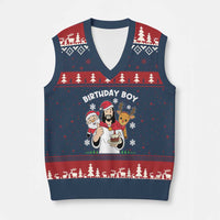 Birthday Boy Jesus Xmas V-Neck Knit Sweater Vest Christian Xmas - Wonder Print Shop