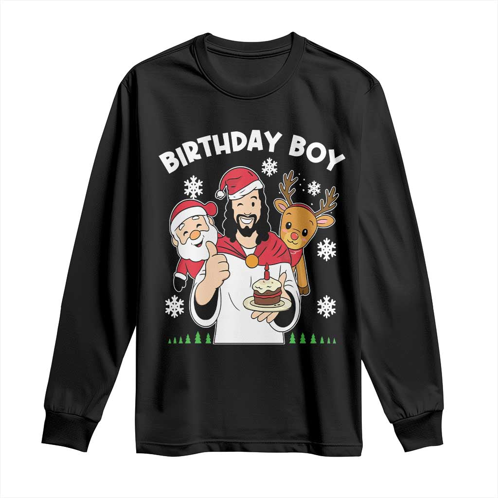 Birthday Boy Jesus Christmas Long Sleeve Shirt Christian Xmas - Wonder Print Shop