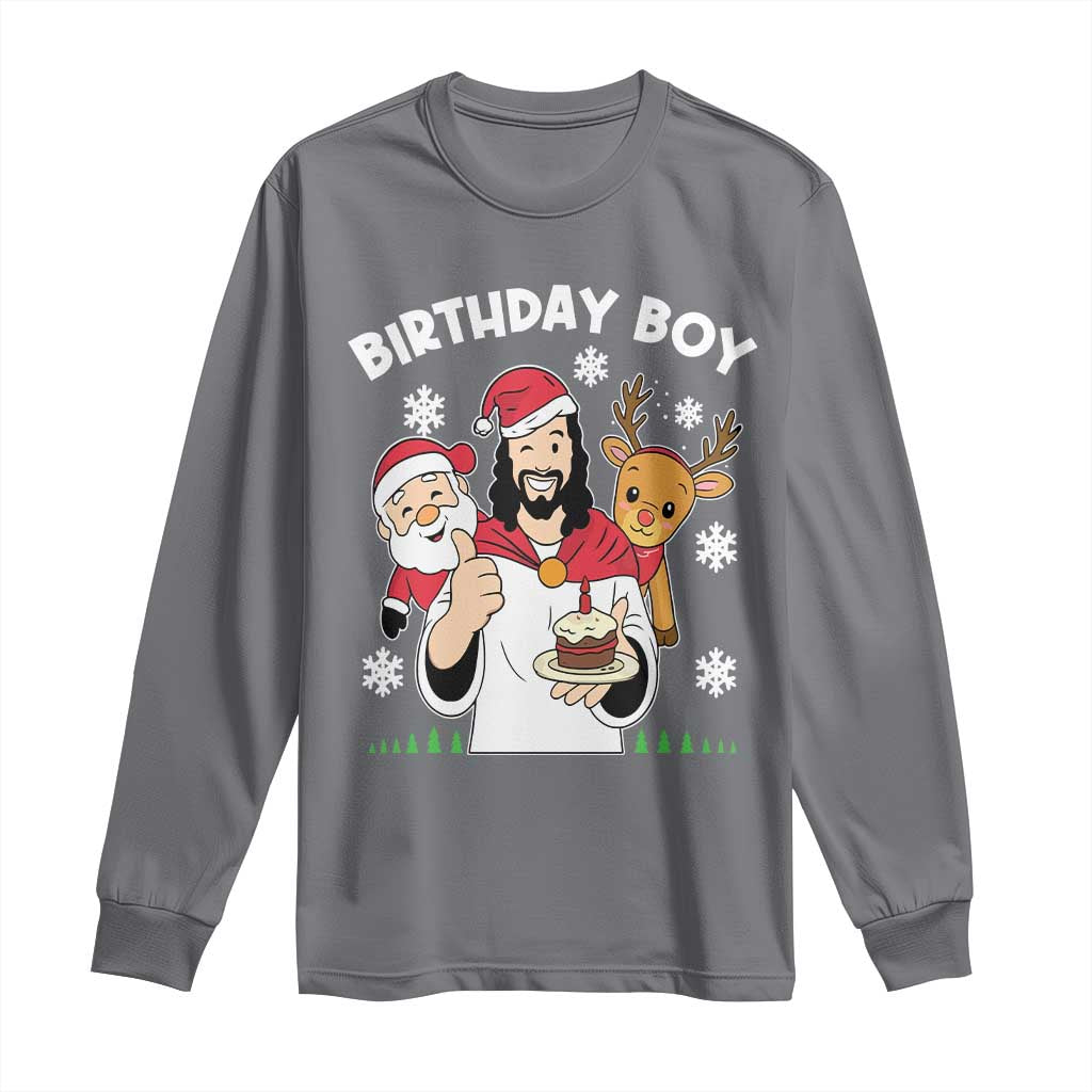 Birthday Boy Jesus Christmas Long Sleeve Shirt Christian Xmas - Wonder Print Shop