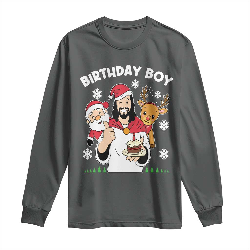 Birthday Boy Jesus Christmas Long Sleeve Shirt Christian Xmas - Wonder Print Shop