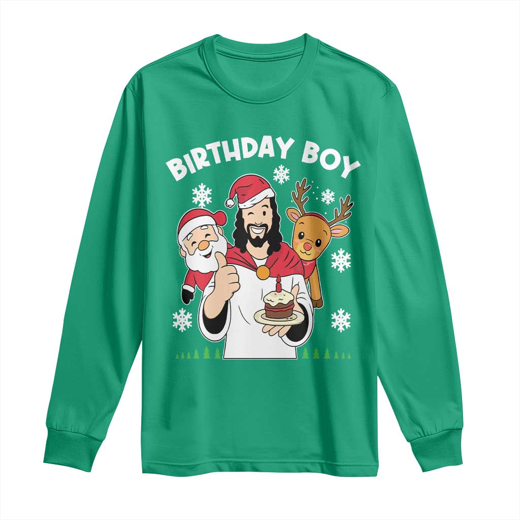 Birthday Boy Jesus Christmas Long Sleeve Shirt Christian Xmas - Wonder Print Shop