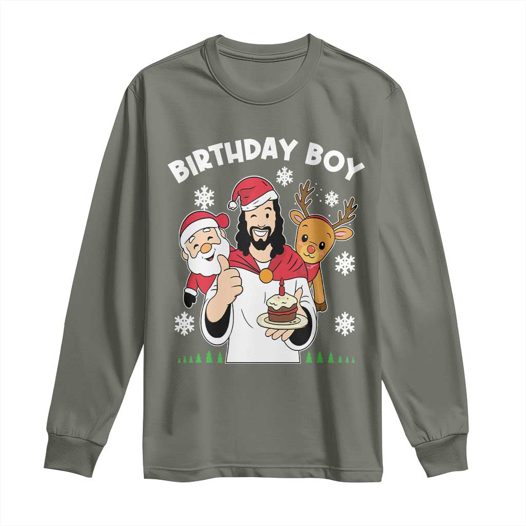 Birthday Boy Jesus Christmas Long Sleeve Shirt Christian Xmas - Wonder Print Shop