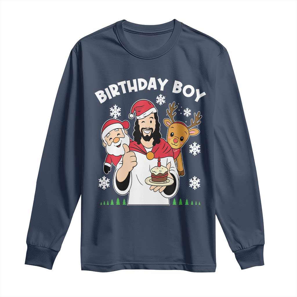 Birthday Boy Jesus Christmas Long Sleeve Shirt Christian Xmas - Wonder Print Shop