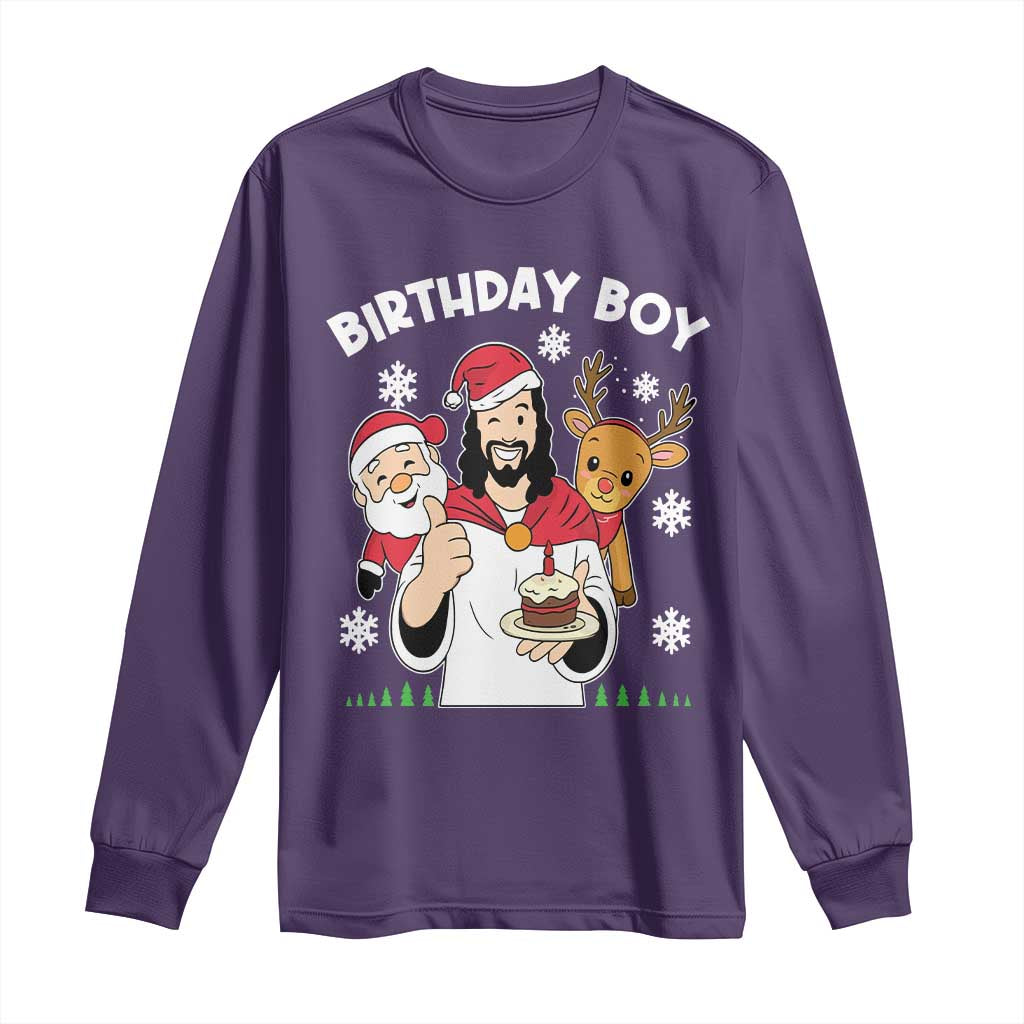 Birthday Boy Jesus Christmas Long Sleeve Shirt Christian Xmas - Wonder Print Shop