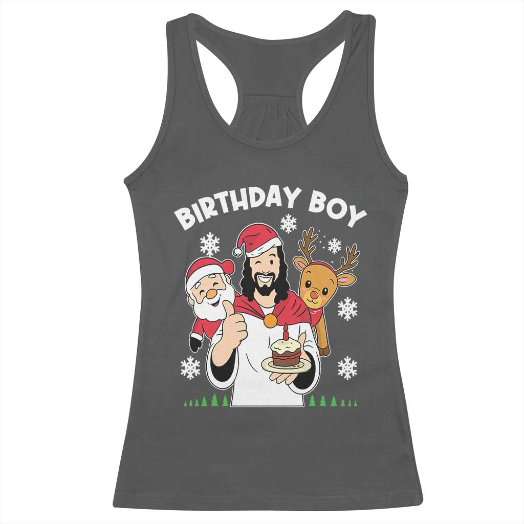 Birthday Boy Jesus Christmas Racerback Tank Top Christian Xmas - Wonder Print Shop