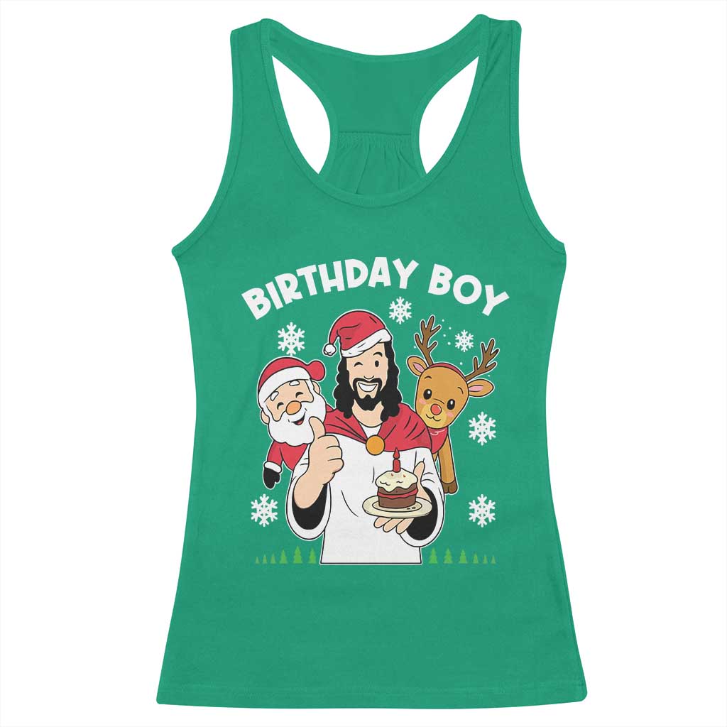 Birthday Boy Jesus Christmas Racerback Tank Top Christian Xmas - Wonder Print Shop