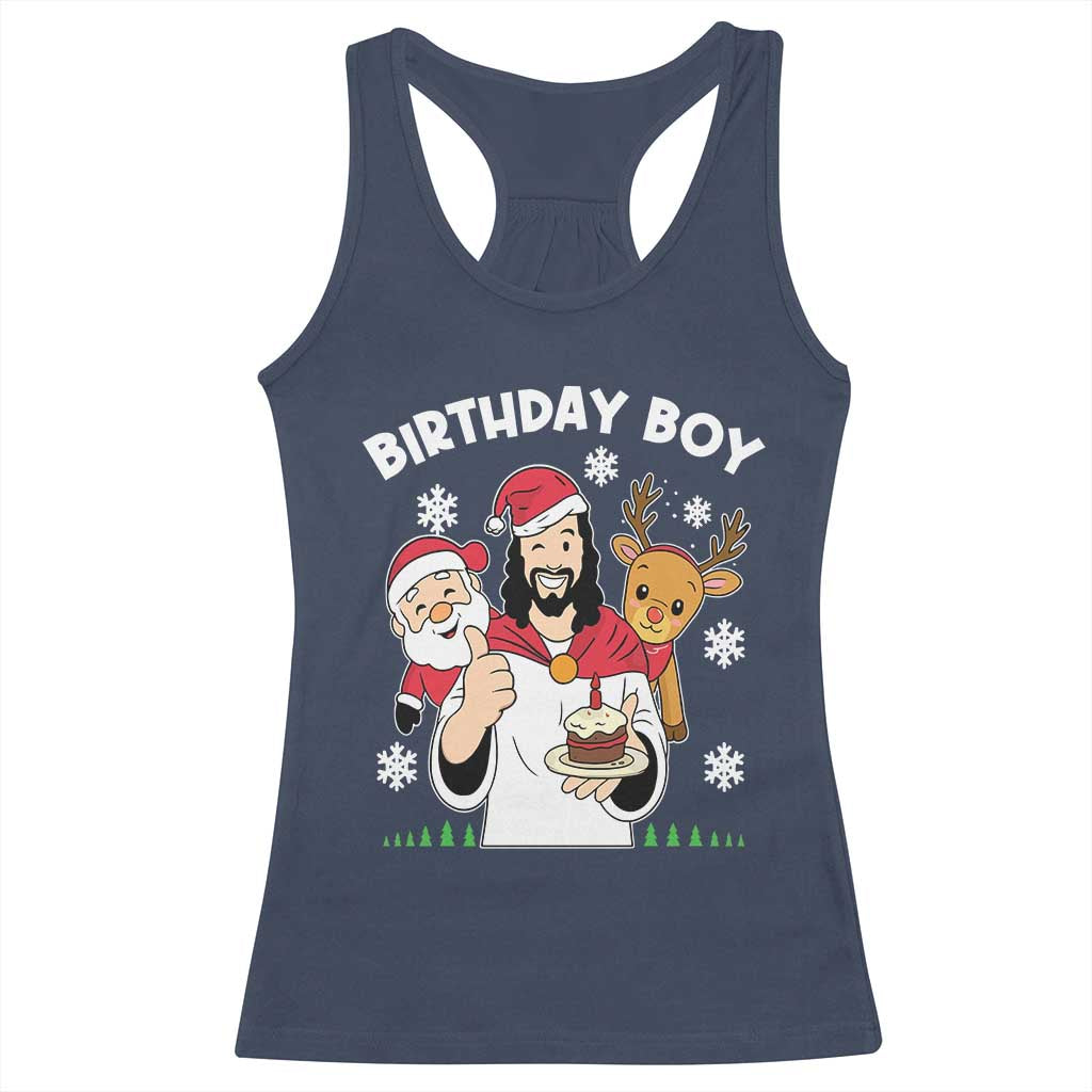 Birthday Boy Jesus Christmas Racerback Tank Top Christian Xmas - Wonder Print Shop